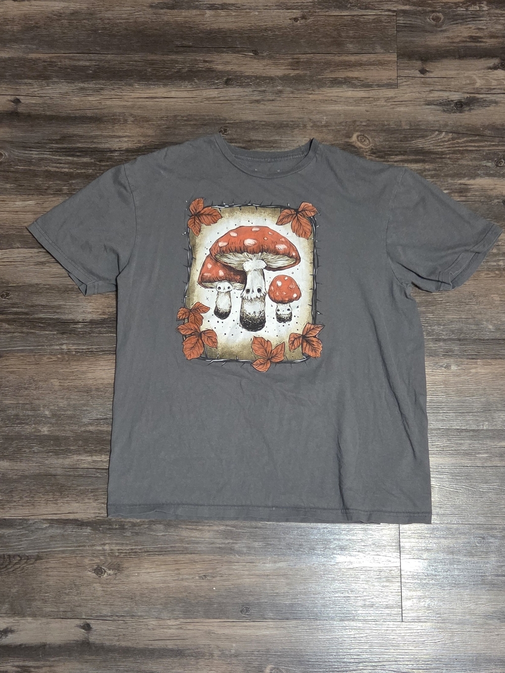 Stephanie Bayles Skull Mushroom Graphic T-Shirt